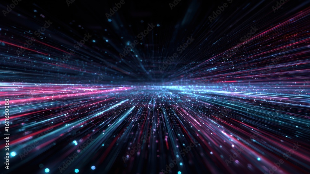 Obraz premium Futuristic Data Tunnel with High-Speed Light Stream