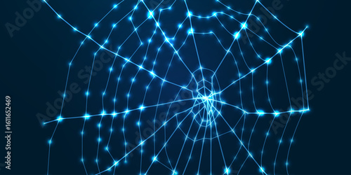 Abstract spider web icon background, consisting of points, lines, and shapes in the form of planets, stars and the universe. Vector business