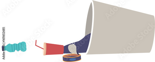 Overturned trash can vector illustration