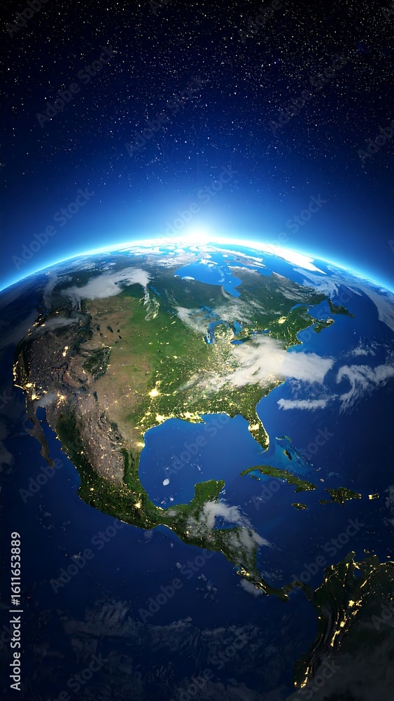 Fototapeta premium Earth, North America highlighted