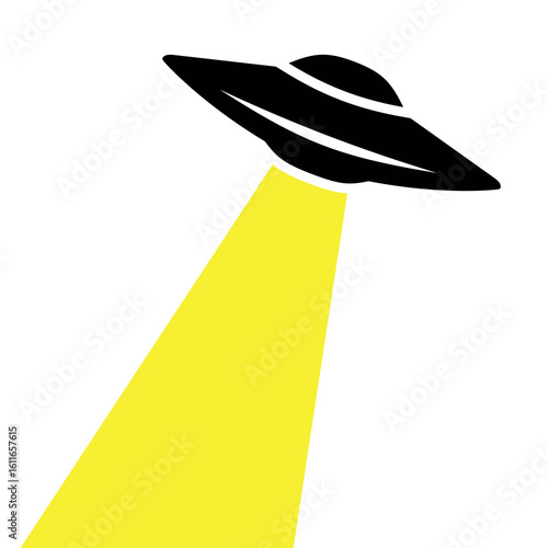 UFO icon. Symbol of fantasy, mysticism or space.Flying saucer, attribute of an alien or extraterrestrial civilization.