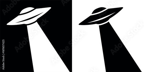 UFO icon. Symbol of fantasy, mysticism or space.Flying saucer, attribute of an alien or extraterrestrial civilization.