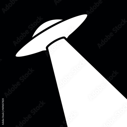 UFO icon. Symbol of fantasy, mysticism or space.Flying saucer, attribute of an alien or extraterrestrial civilization.