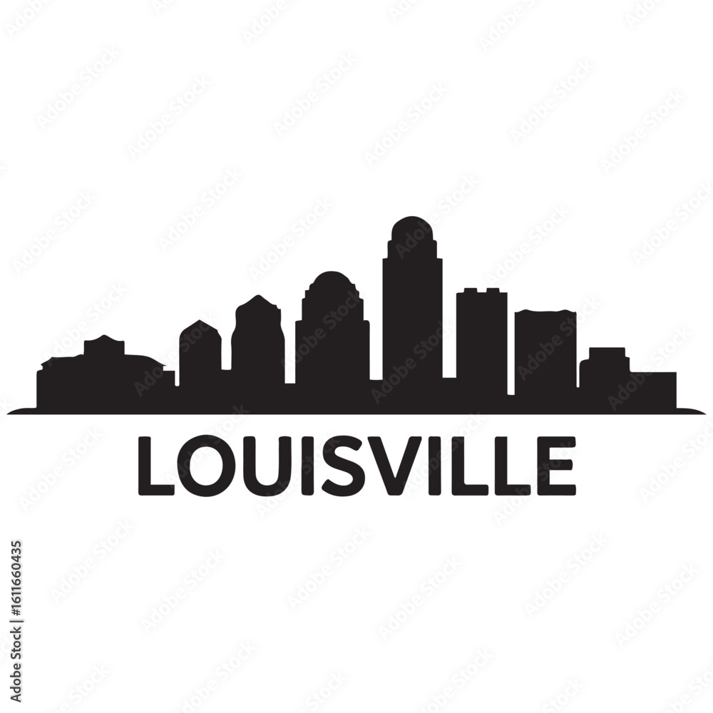 Fototapeta premium Louisville skyline silhouette. Black Louisville city. Vector black silhouette. with white background