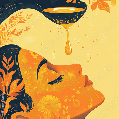vector illustration of Ayurvedic Shirodhara.