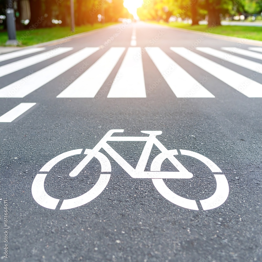 Obraz premium Urban bike lane crossing