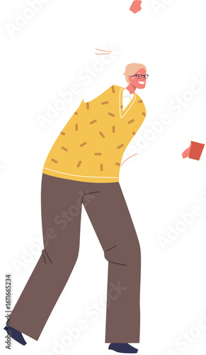 Office worker gesturing hello vector illustration