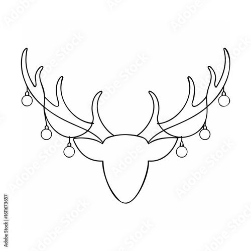 Deer antlers with festive ornaments christmas