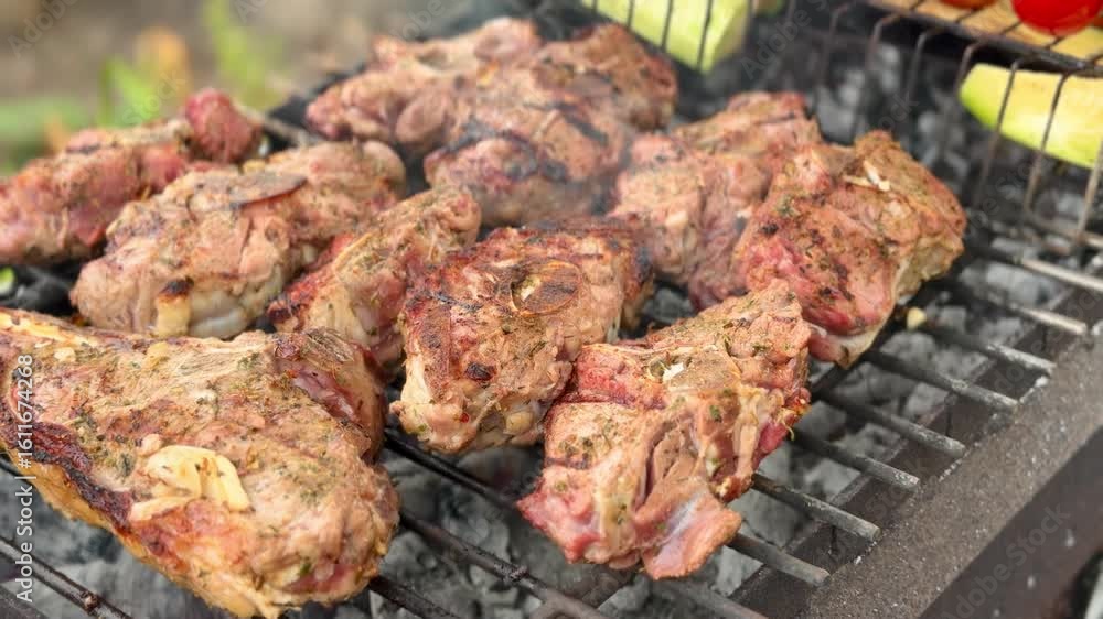 barbecue grilled meat and vegetables barbecue grilled meat and vegetables