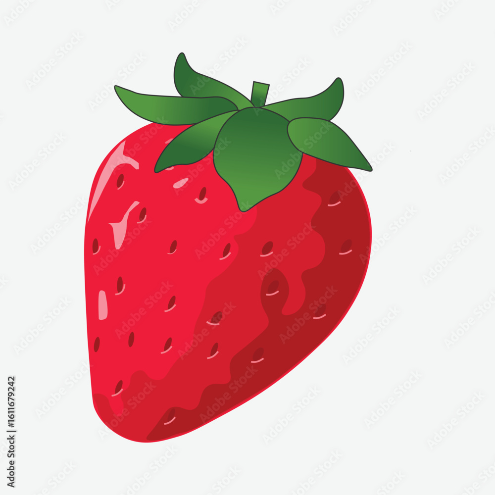Obraz premium Strawberry Fruit Vector Illustration – Fresh and Juicy Hand-Drawn Design