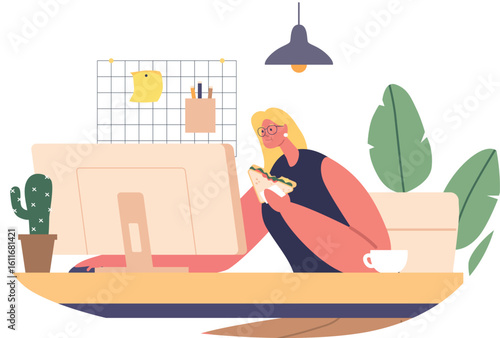 Female office worker having lunch