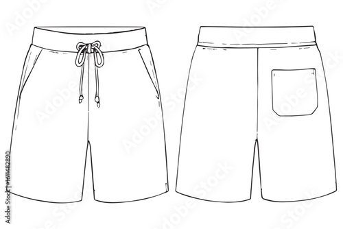 Stylish sports shorts with a simple design, featuring a drawstring waistband and a back pocket, perfect for casual wear.
