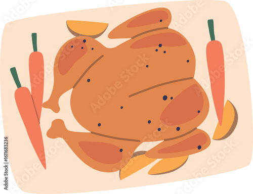 Grilled turkey festive dish vector illustration