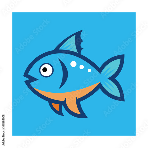 Grunt Fish in Cartoon Flat and Outline Art Style