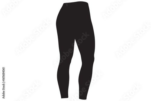 Minimalist black legging silhouette showing elegant curves and structure, ideal for fashion and lifestyle marketing materials.
