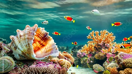 Vibrant underwater scene showcasing colorful coral reefs and tropical fish swimming freely