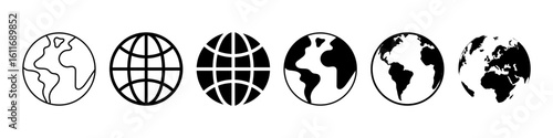 Web, website, homepage icon set. Globe flat icons. Vector symbol of Earth. Planet icon