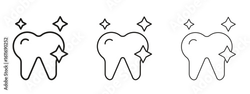 clean tooth icons. Outline or line icon design bundle.