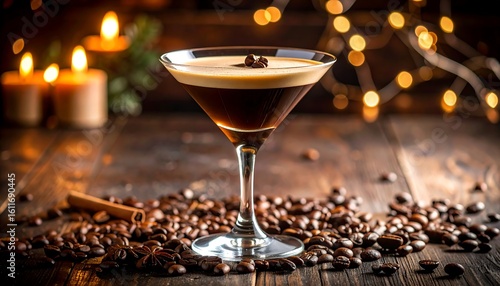 Coffee cocktail on a rustic table
