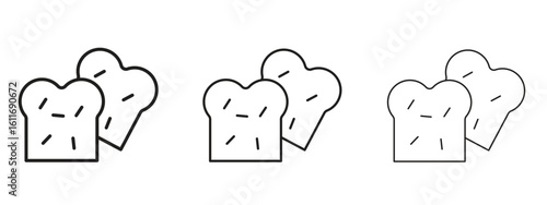 White bread icons. Outline or line icon design bundle.