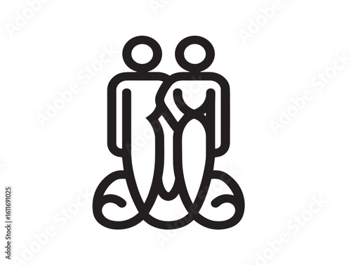 Modern Wedding Icon Clean Minimalist 2D Vector Line Art  