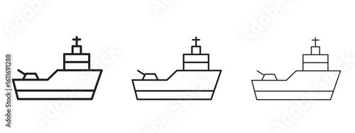 Warship icons. Outline or line icon design bundle.
