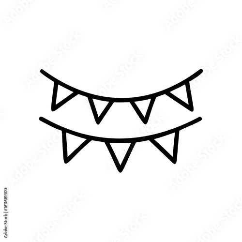 Outline two rows triangular bunting flags banner decoration