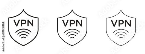 Vpn icons. Outline or line icon design bundle.
