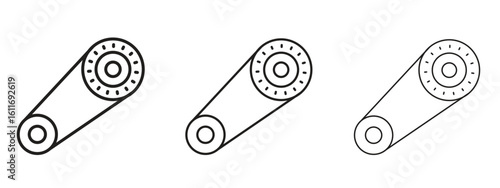 Timing belt icons. Outline or line icon design bundle.