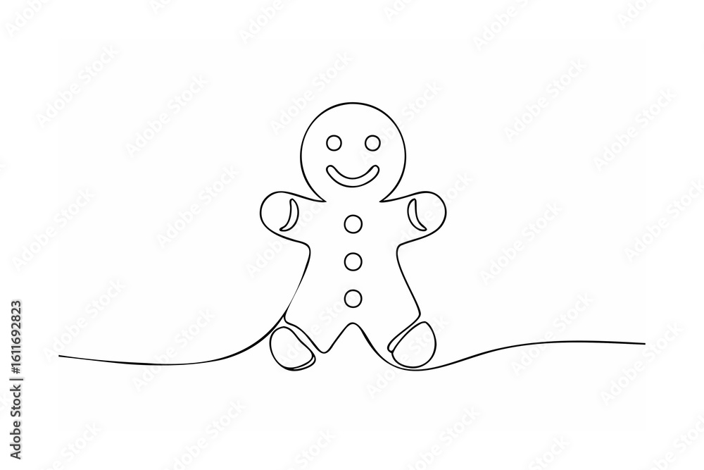 Fototapeta premium Gingerbread man with happy face and buttons cookie