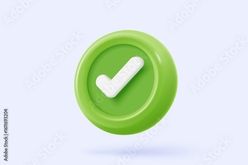 3d check mark sign icon on bubble. check list button best choice for right, success, tick, accept, agree on application. 3d choose correct icon vector with shadow render illustration