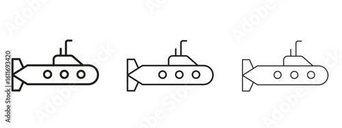 Submarine icons. Outline or line icon design bundle.