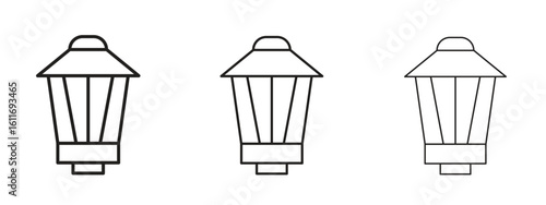 Street lamp icons. Outline or line icon design bundle.