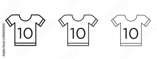 Soccer jersey icons. Outline or line icon design bundle.