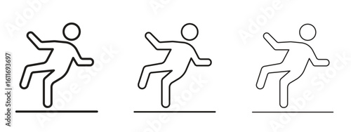 Slippery floor icons. Outline or line icon design bundle.