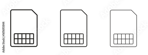 Sim card icons. Outline or line icon design bundle.