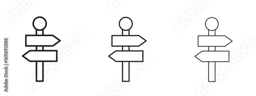 Signpost icons. Outline or line icon design bundle.