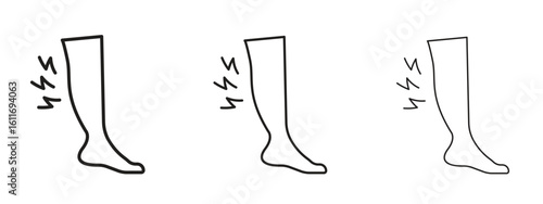 Shin pain icons. Outline or line icon design bundle.