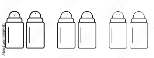 Salt and pepper shakers icons. Outline or line icon design bundle.