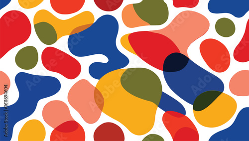 Playful Abstract Pattern with Overlapping Organic Shapes in Vibrant Colors a Modern and Cheerful Design Style