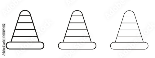 Road cone icons. Outline or line icon design bundle.