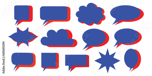 Dynamic Collection of Speech Bubbles with Bold Color Combinations for Modern Communication Design Elements and Social Media