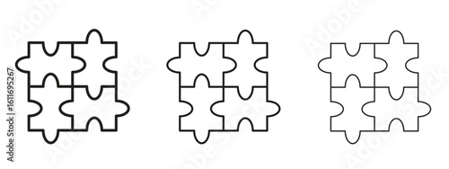 Puzzle icons. Outline or line icon design bundle.