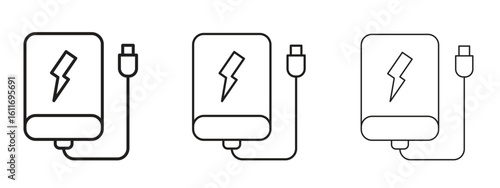Power bank icons. Outline or line icon design bundle.