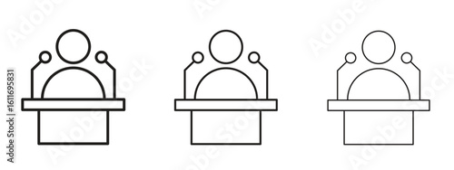 Politician speaker icons. Outline or line icon design bundle.