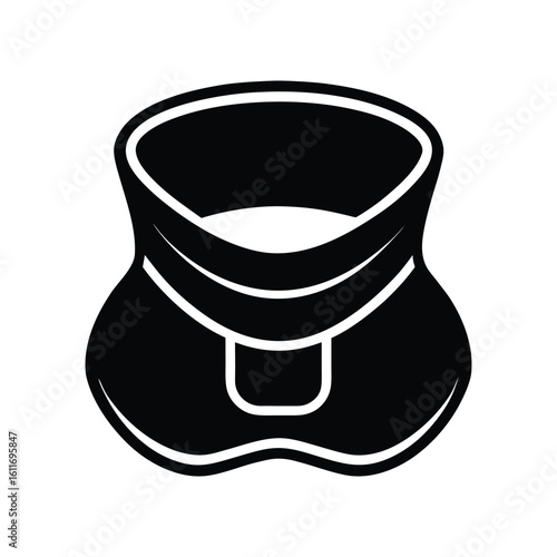 Abstract black and white illustration of a conceptual handbag or stylish purse design