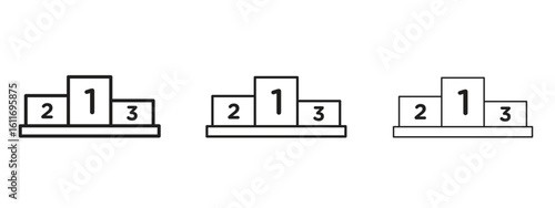 Podium icons. Outline or line icon design bundle.