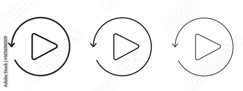 Playback icons. Outline or line icon design bundle.