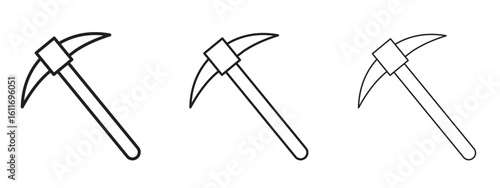 Pick axe icons. Outline or line icon design bundle.