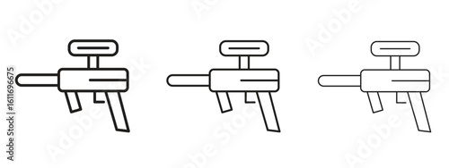 Paintball gun icons. Outline or line icon design bundle.
